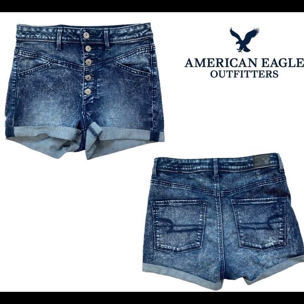 American Eagle outfitters stonewashed denim button fly shorts Sz 6
